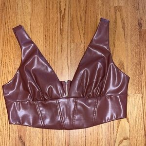 Brown Faux Leather Corset